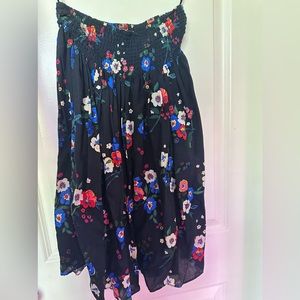 Tory Burch Navy Blue Floral Skirt
